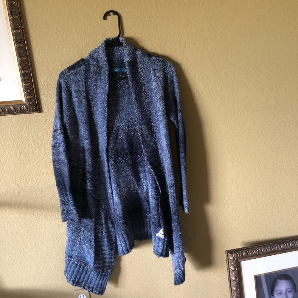 Long blue prana sweater size L
